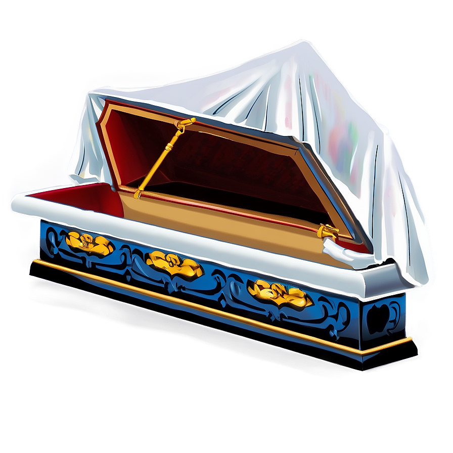 Open Coffin With Drapery Png Ajj44