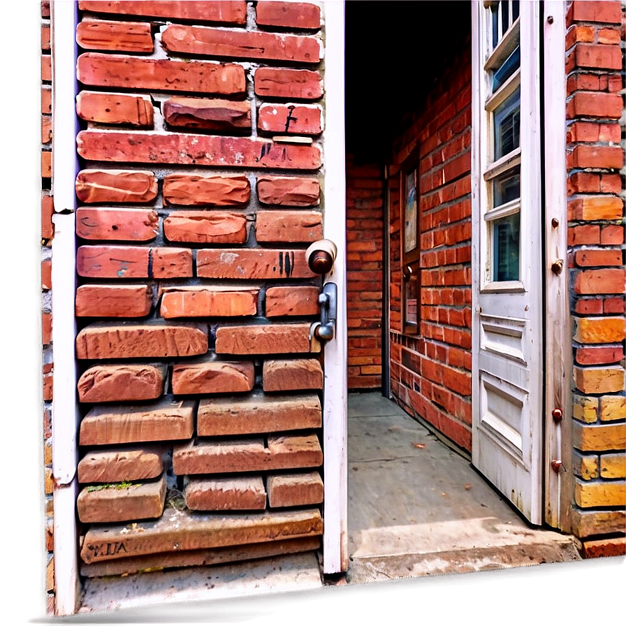 Open Door In Brick Wall Png Upb