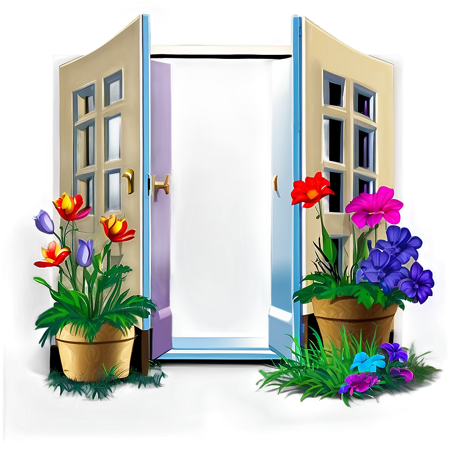 Open Door With Flowers Png 05242024