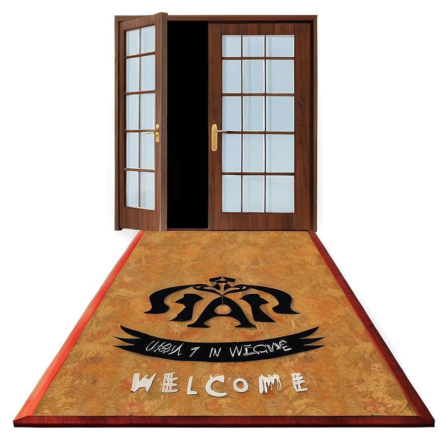 Open Door With Welcome Mat Png Eig