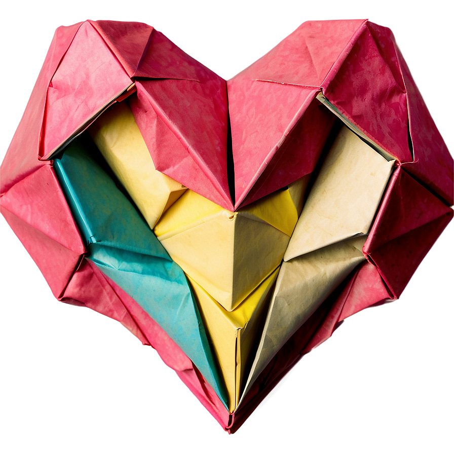 Open Heart In Origami Style Png 06212024