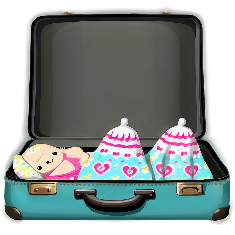 Open Suitcase With Baby Items Png 91