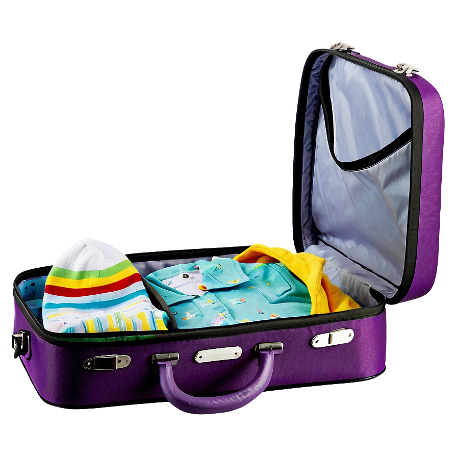 Open Suitcase With Baby Items Png Tqo