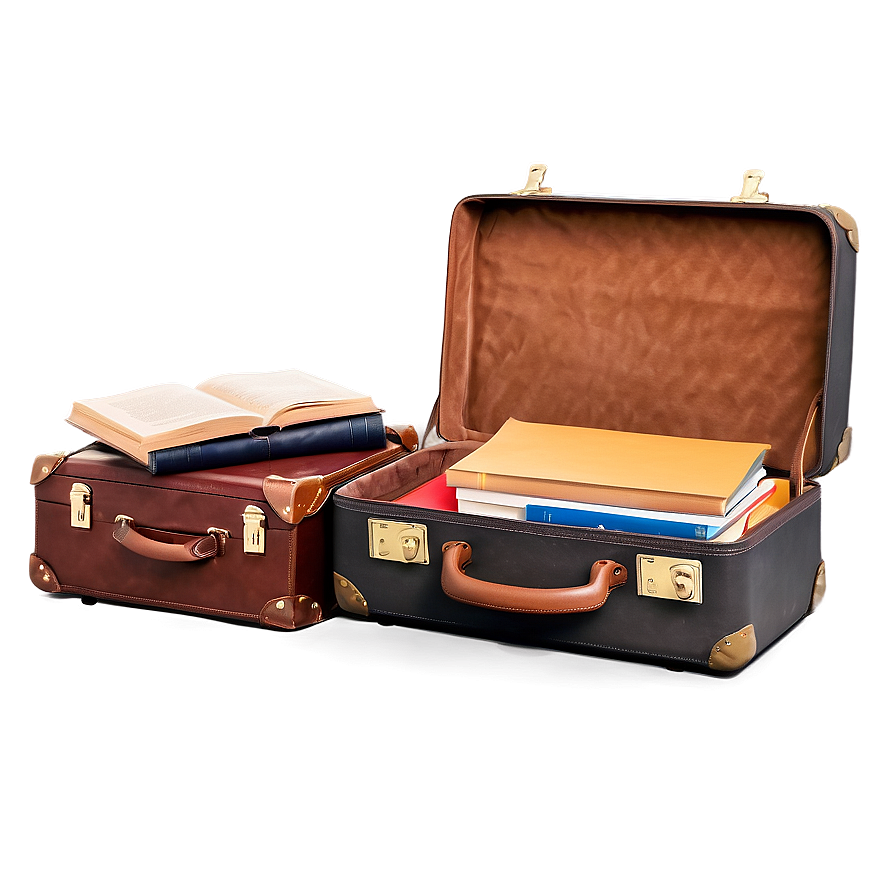 Open Suitcase With Books Png 44