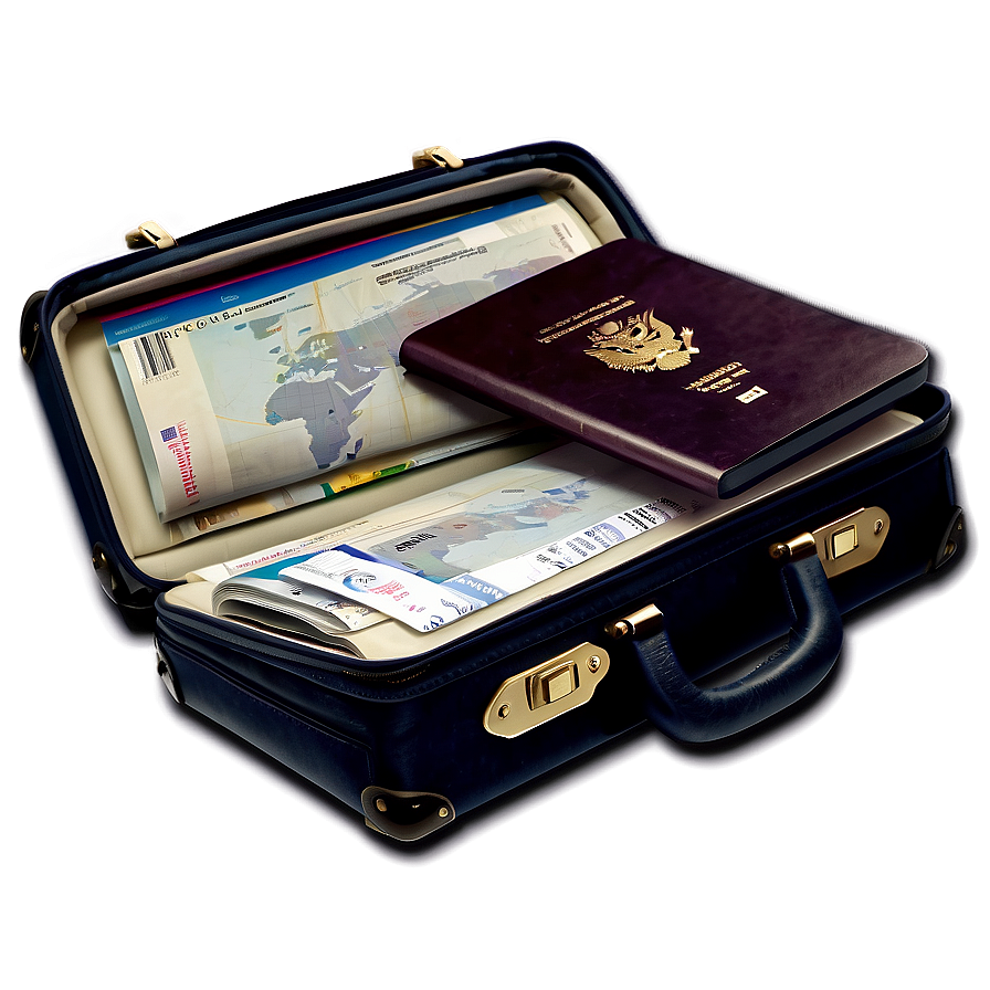 Open Suitcase With Passport Png Sta