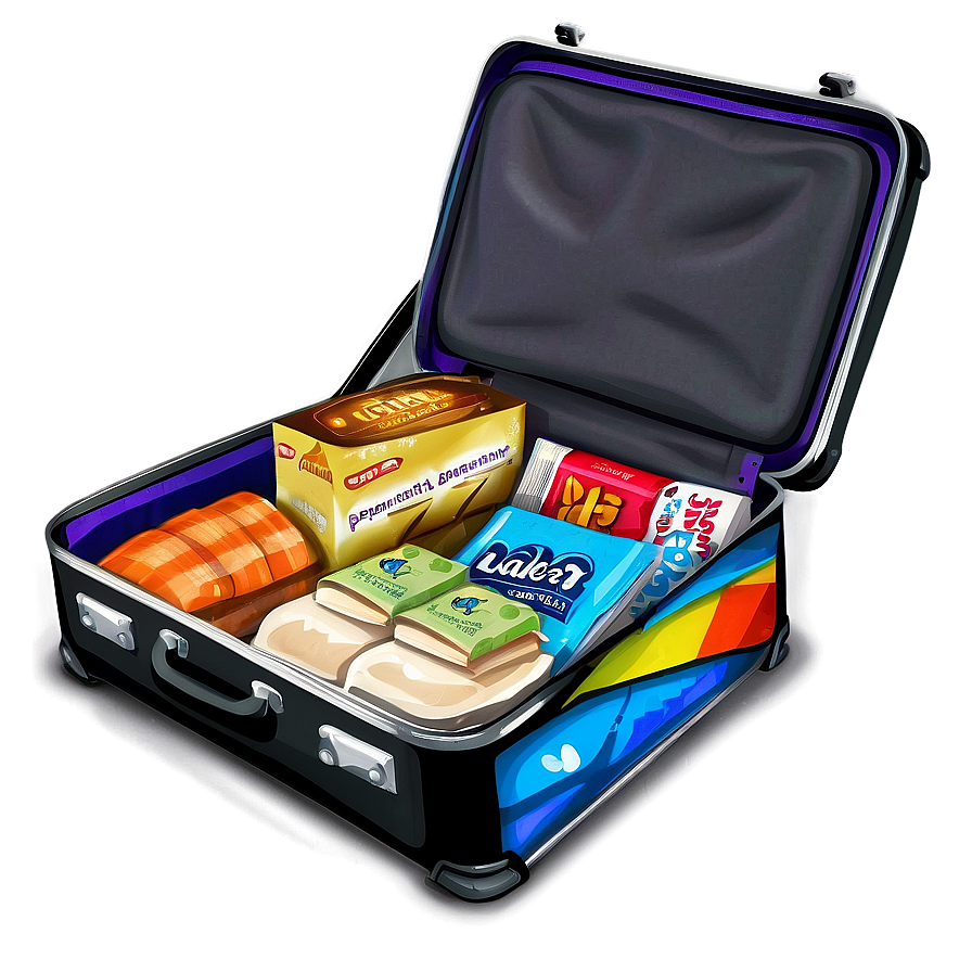 Open Suitcase With Snacks Png 06212024