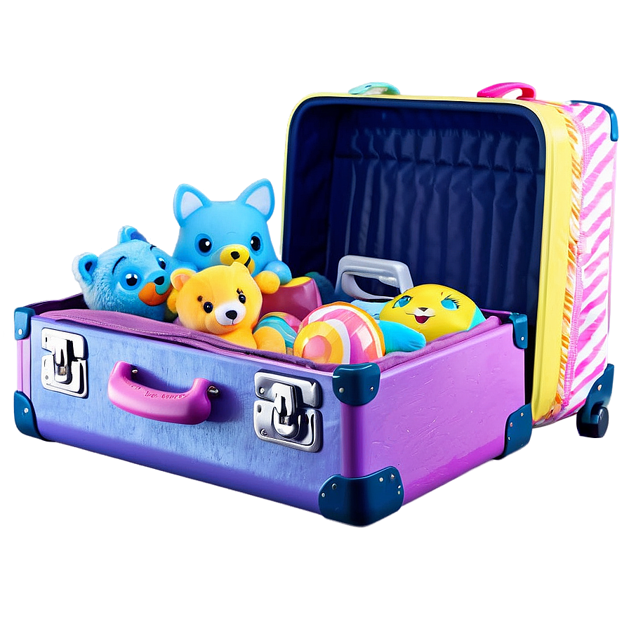 Open Suitcase With Toys Png Edv41