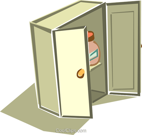 Open Wooden Cupboard Cartoon