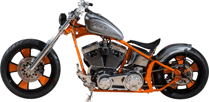 Orange Black Custom Chopper Motorcycle