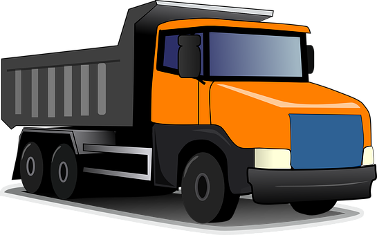 Orange Black Dump Truck Illustration