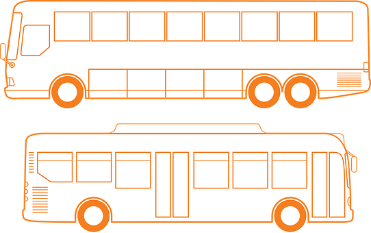 Orange Bus Outlines Vector Illustration