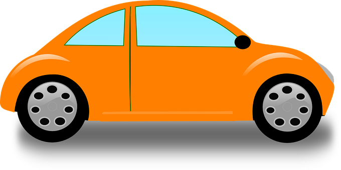 Orange Cartoon Car Side View