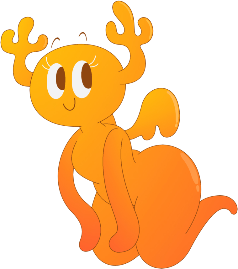 Orange Cartoon Character Smiling