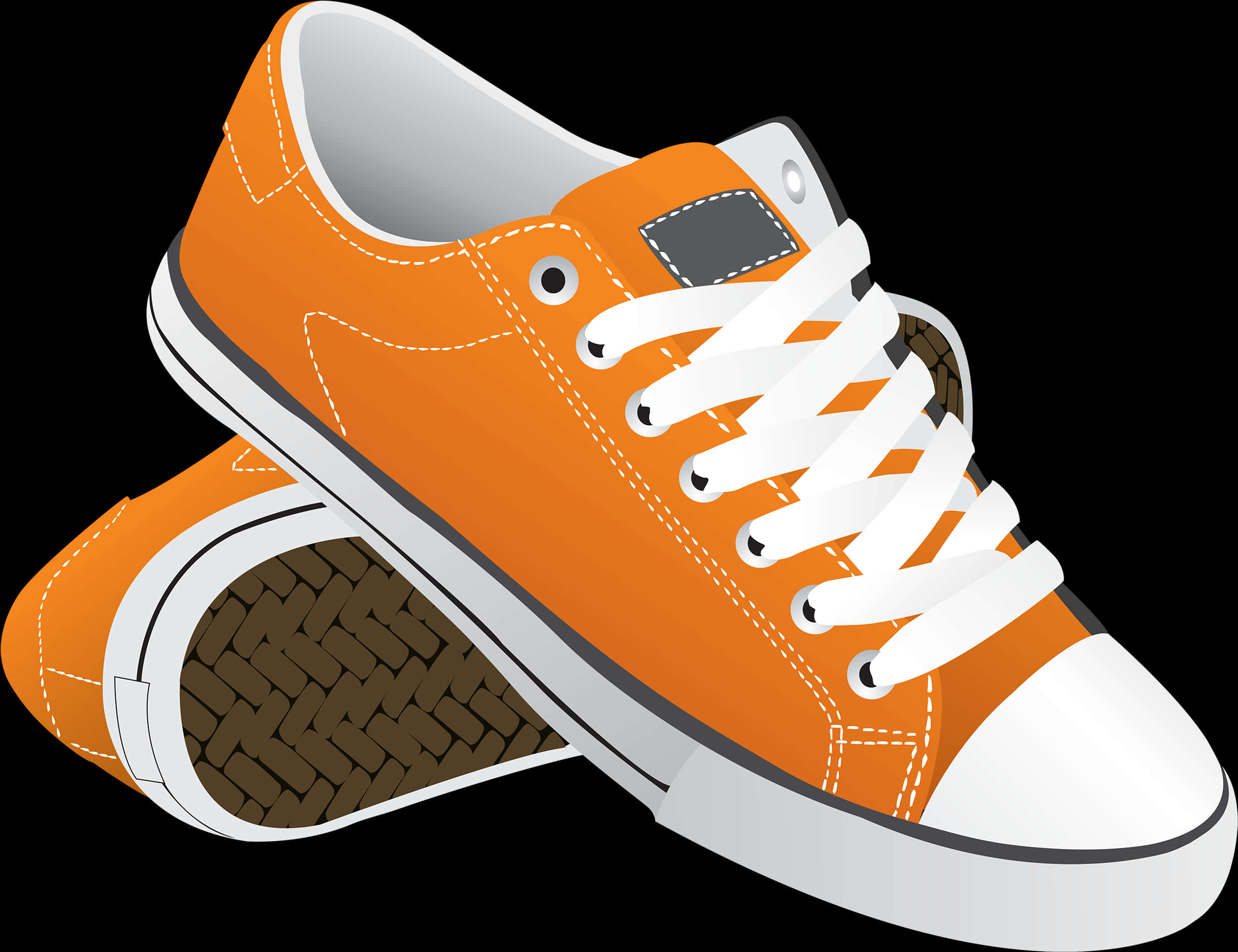 Orange Casual Sneakers Vector