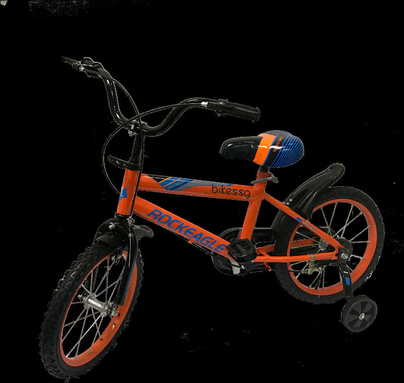 Orange Childrens Bicyclewith Training Wheels