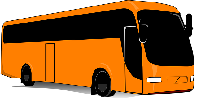 Orange Coach Bus Vector Illustration