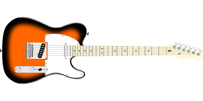 Orange Electric Guitar Black Background