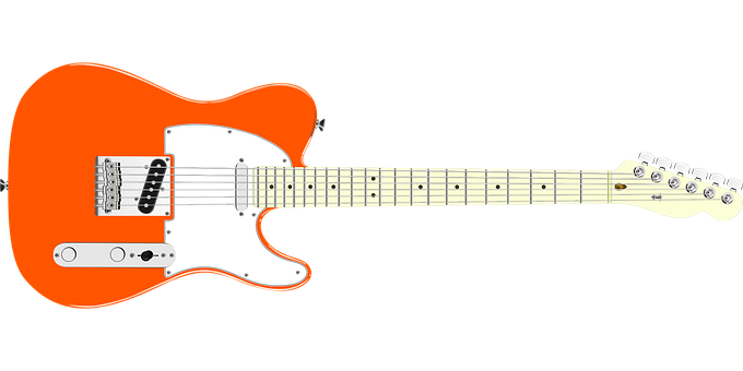 Orange Electric Guitar Isolated