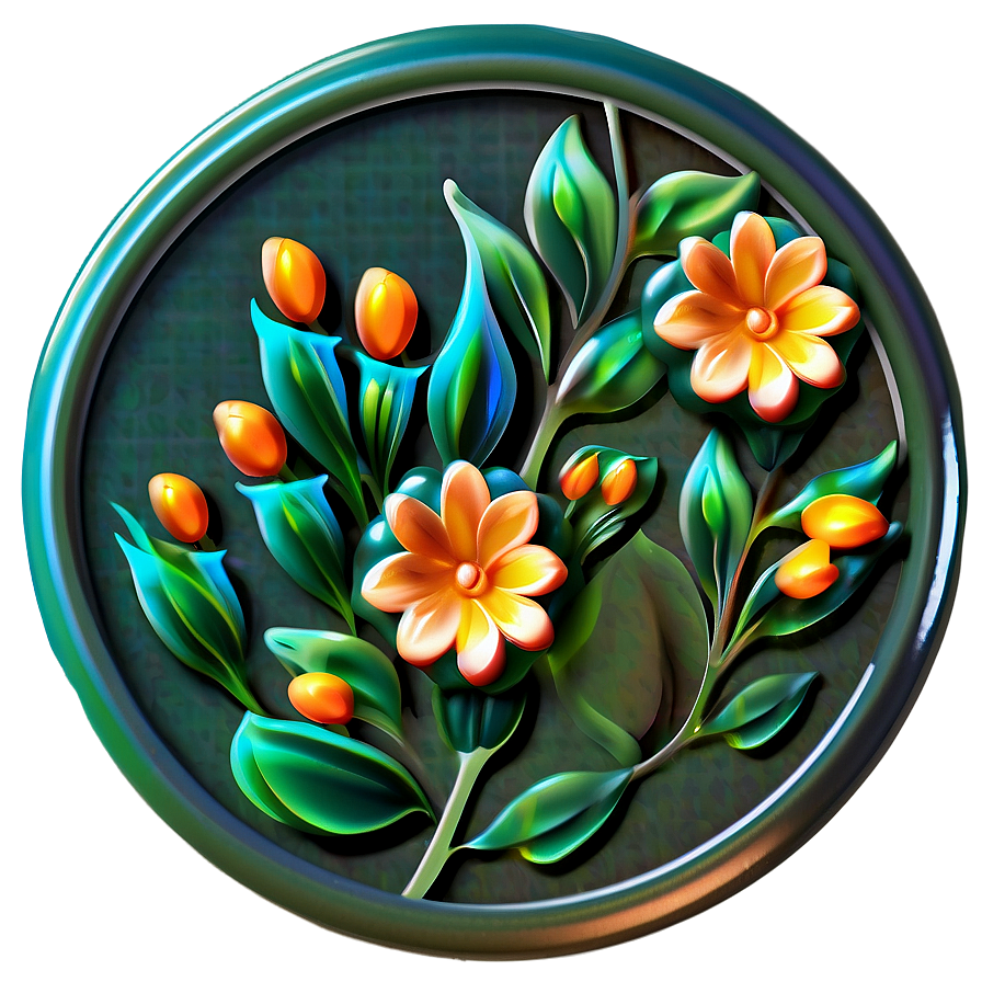 Orange Flower Badge Png Bqt25