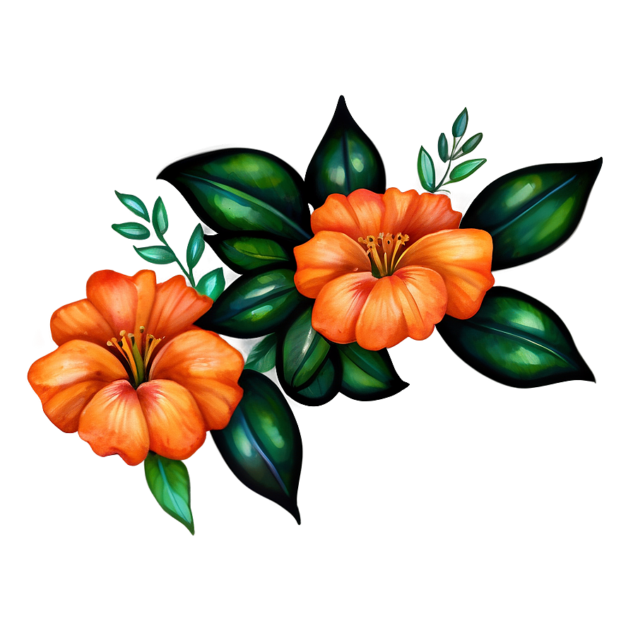 Orange Flower Watercolor Png Epx3