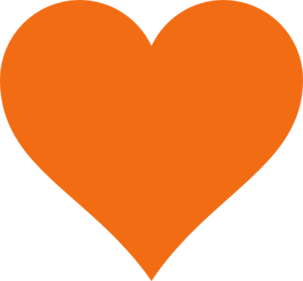 Orange Heart Iconon Blue Background