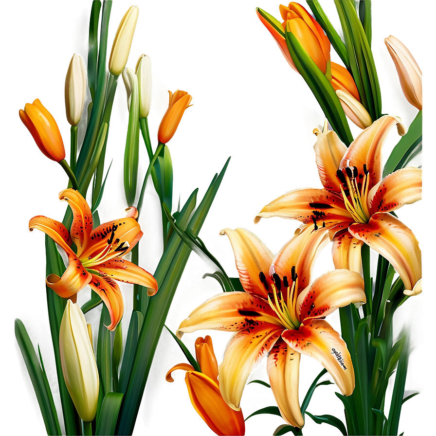 Orange Lily Elegance Png Qse