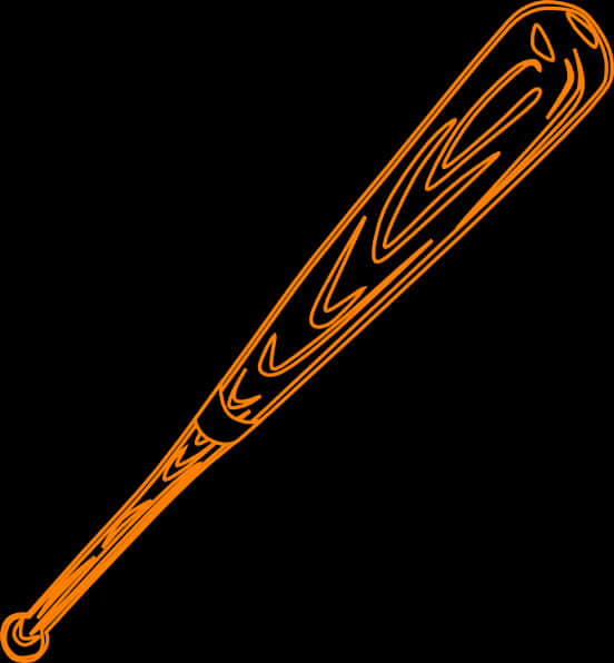 Orange Outlined Baseball Bat Illustration