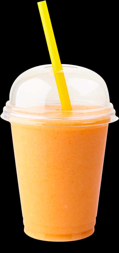 Orange Smoothie Plastic Cup Black Background