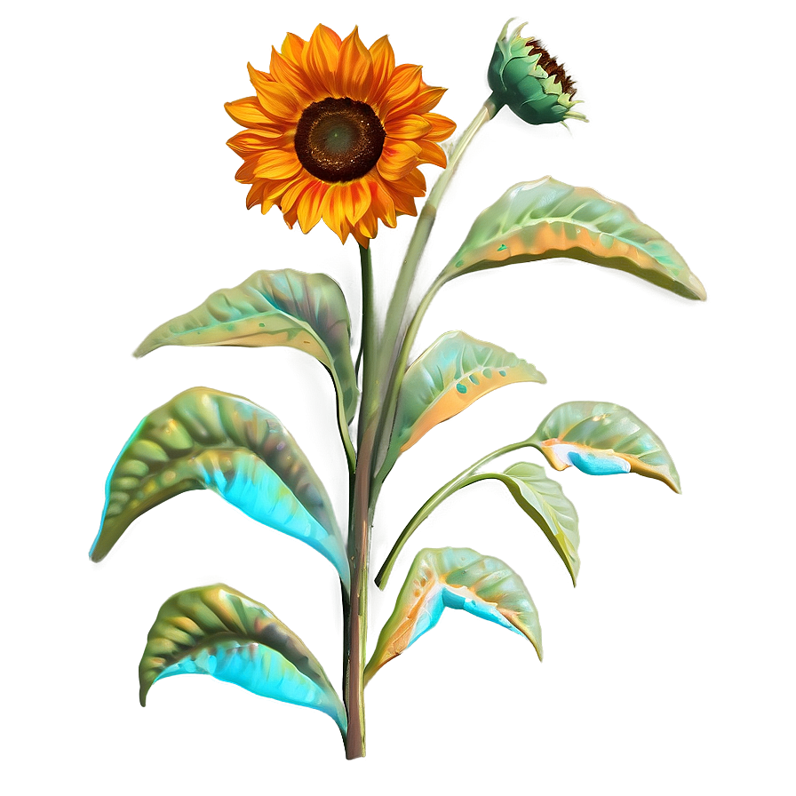 Orange Sunflower Delight Png Msl21