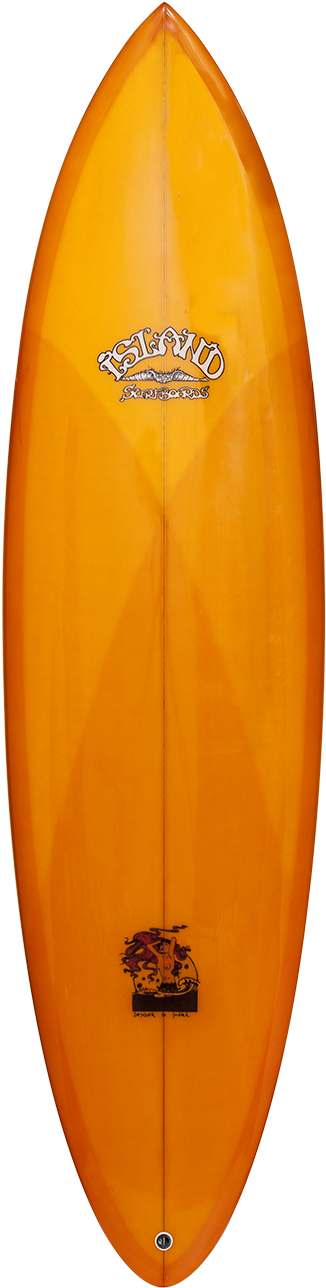 Orange Surfboard Standing Vertical