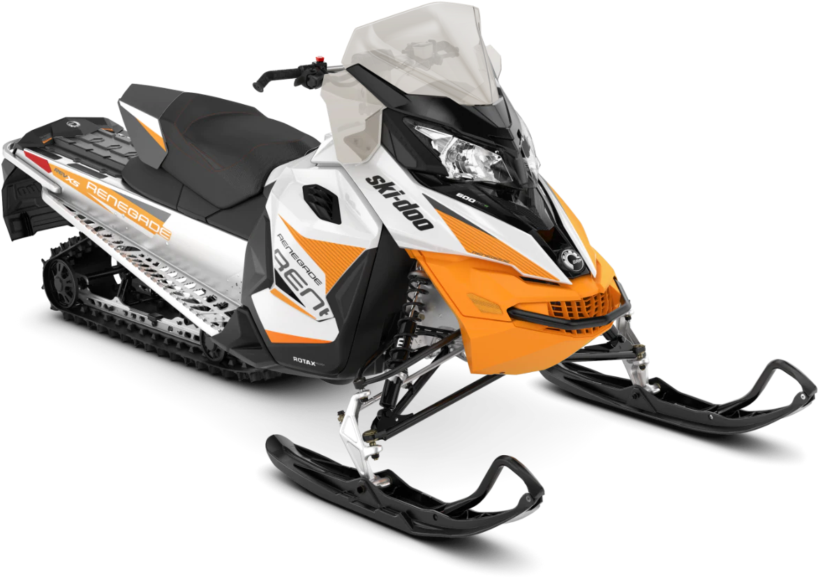 Orangeand White Snowmobile Ski Doo Renegade