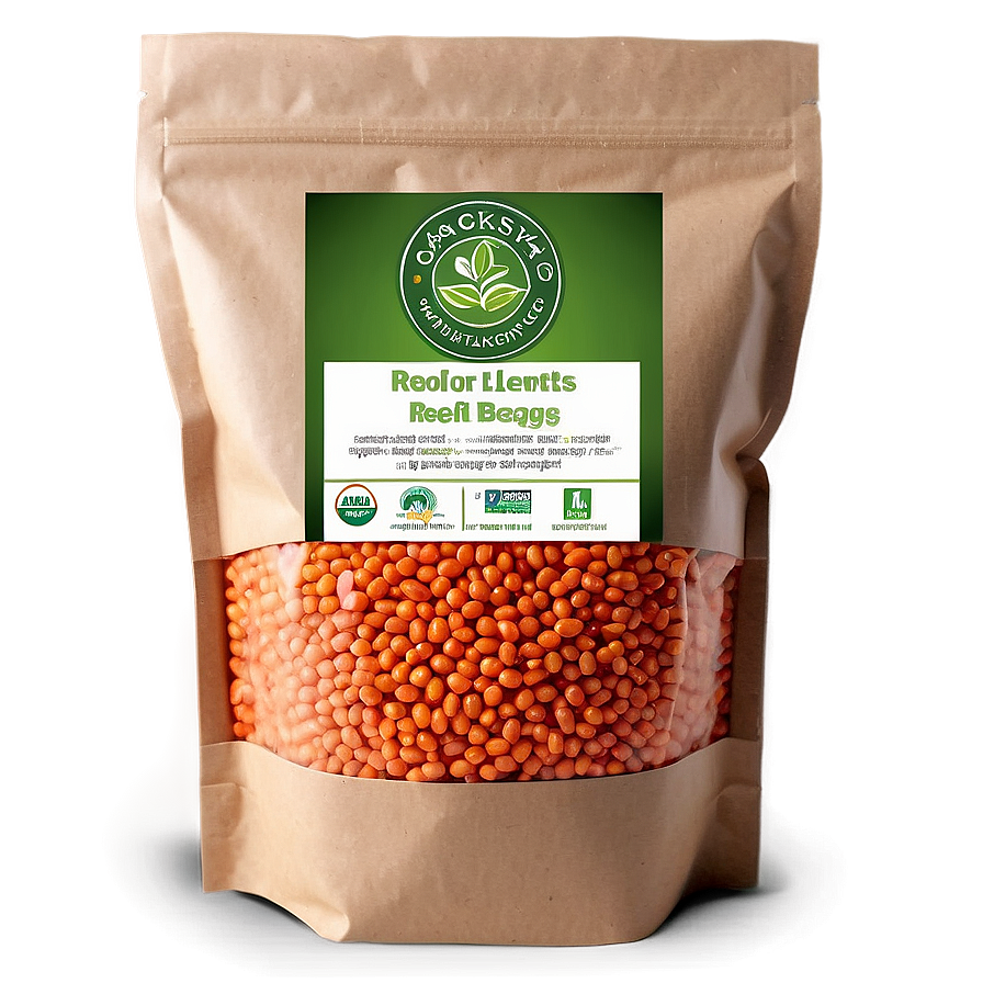 Organic Red Lentils Bag Png Fha