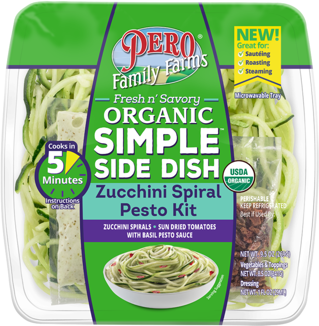 Organic Zucchini Spiral Pesto Kit Packaging