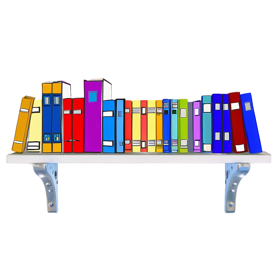 Organized Books On Shelf Png Agq