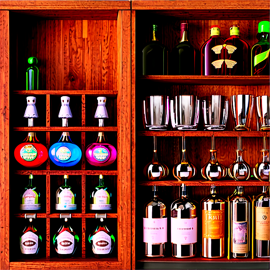 Organized Home Bar Shelf Png 06212024