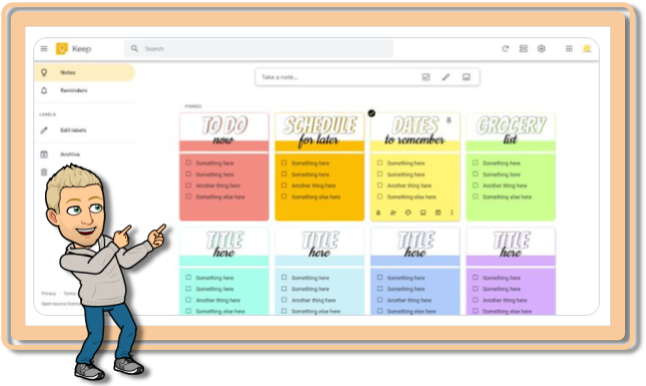 Organized Notes App Interfacewith Cartoon Figure