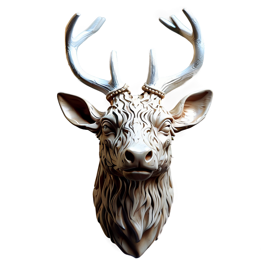 Ornate Deer Head Sculpture Png Ejd