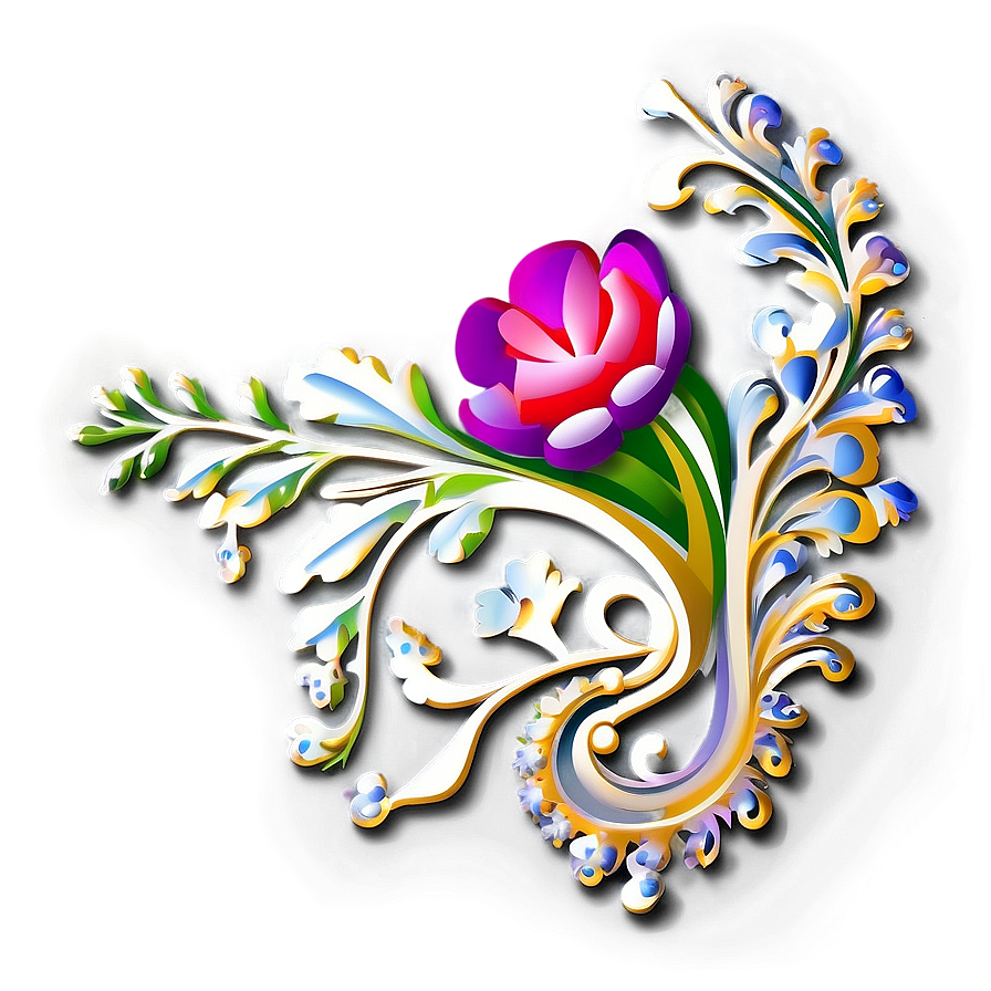 Ornate Floral Corner Decoration Png Lqb97