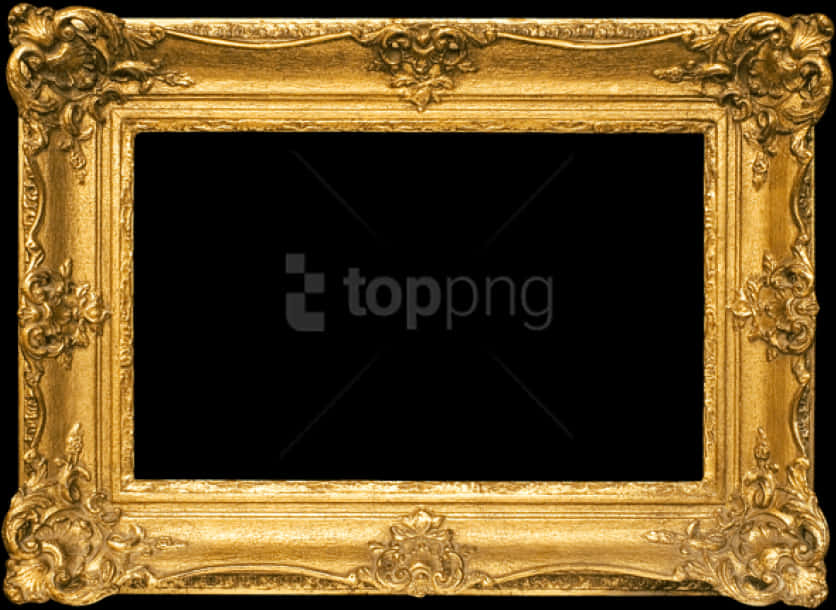 Ornate Golden Frame Black Background