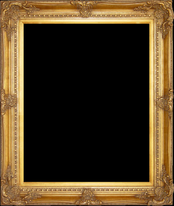 Ornate Golden Frame Black Background