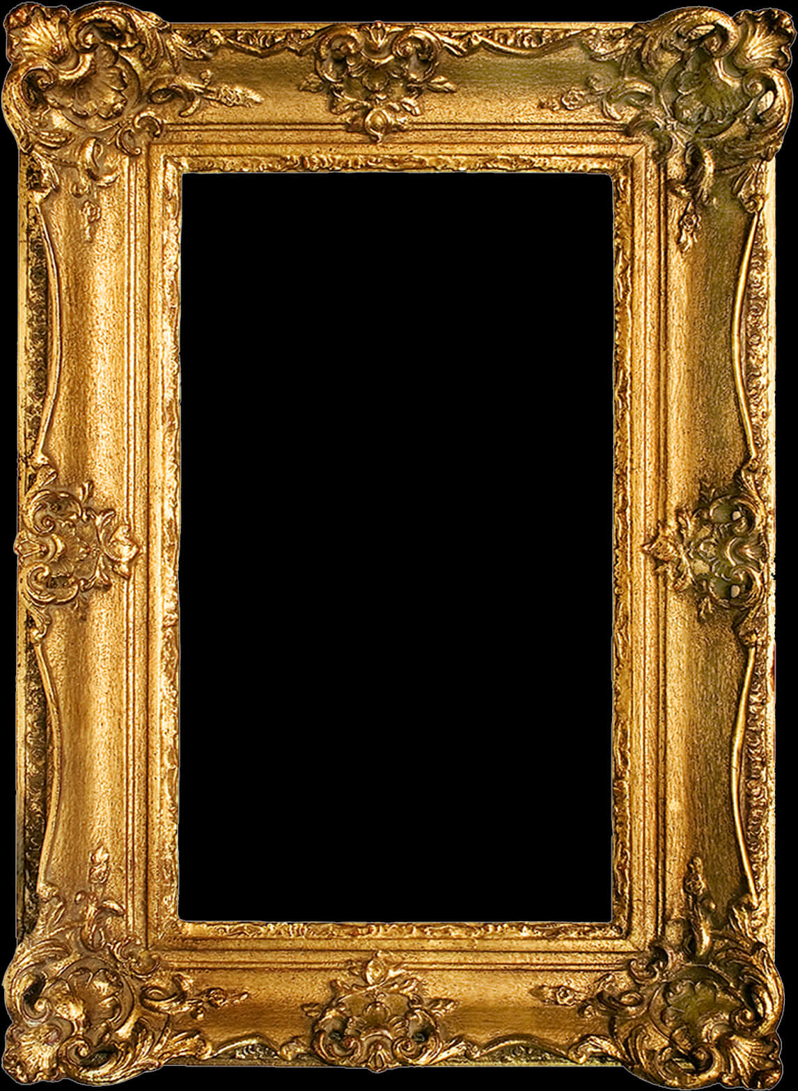 Ornate Golden Frame Black Interior