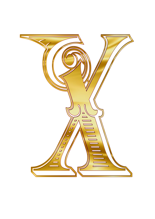 Ornate Golden Letter X