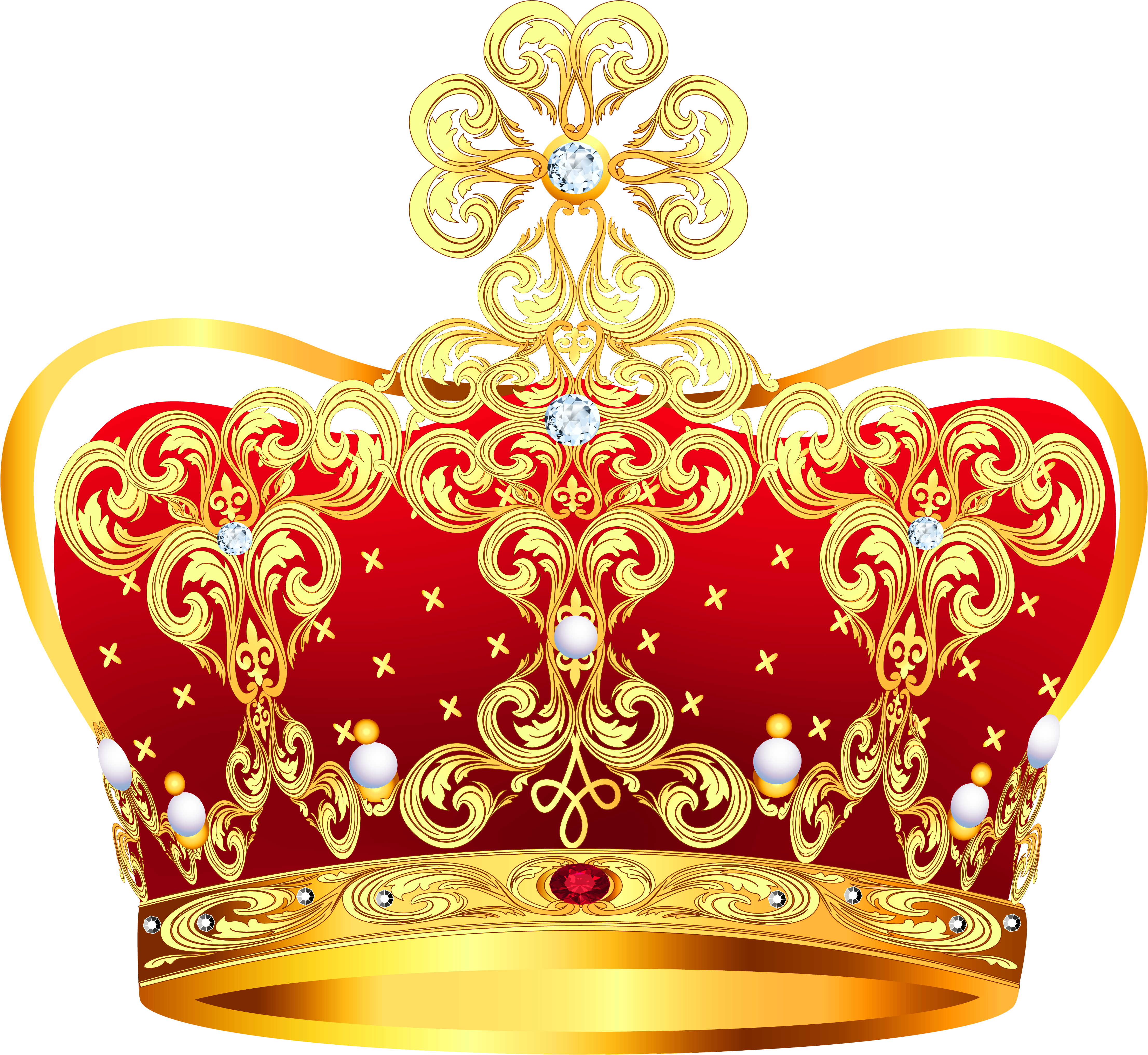 Ornate Golden Red Crown Transparent Background.png