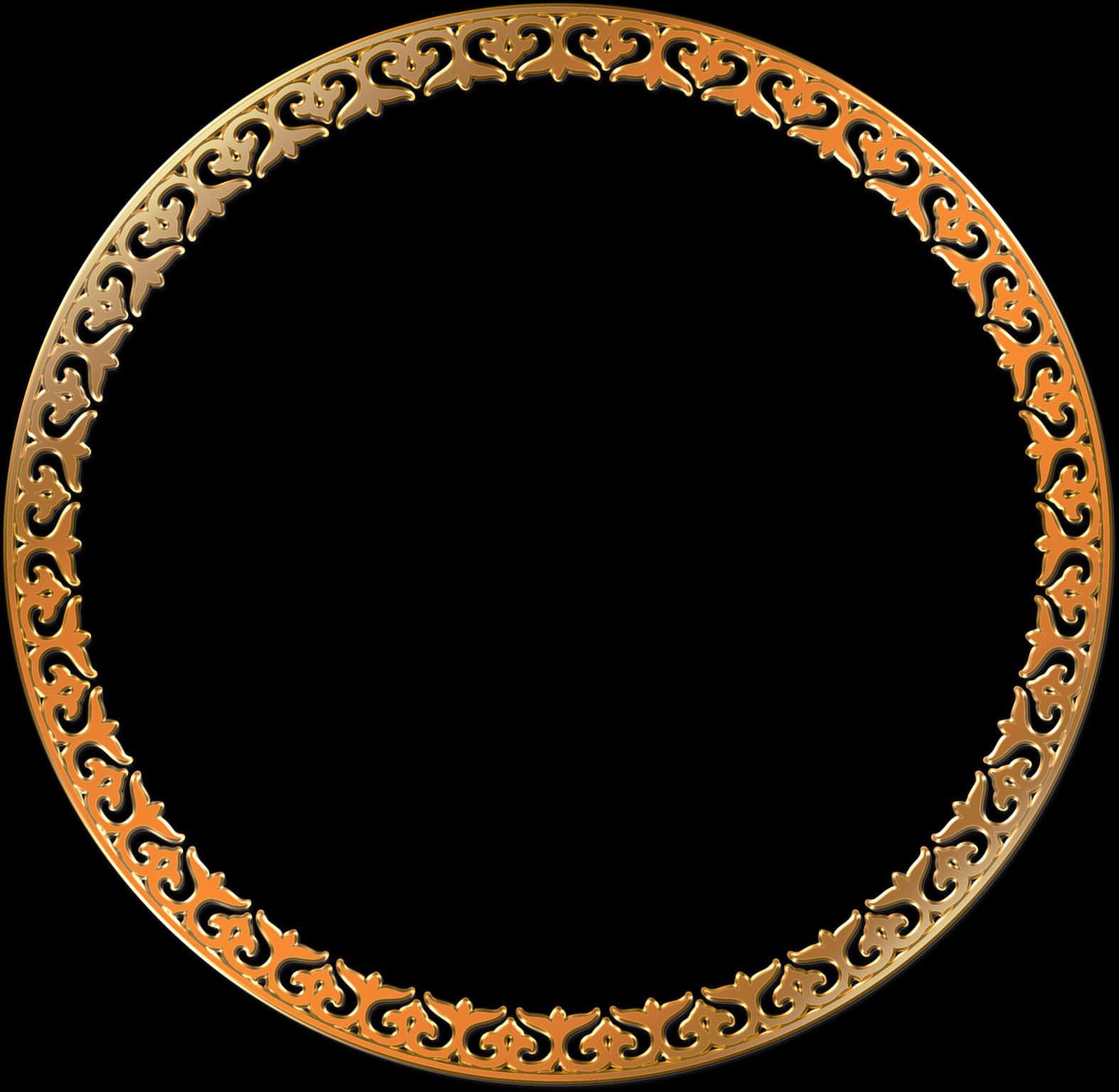 Ornate Golden Round Frame