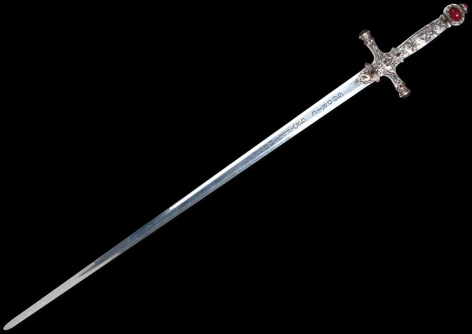 Ornate Medieval Sword Black Background