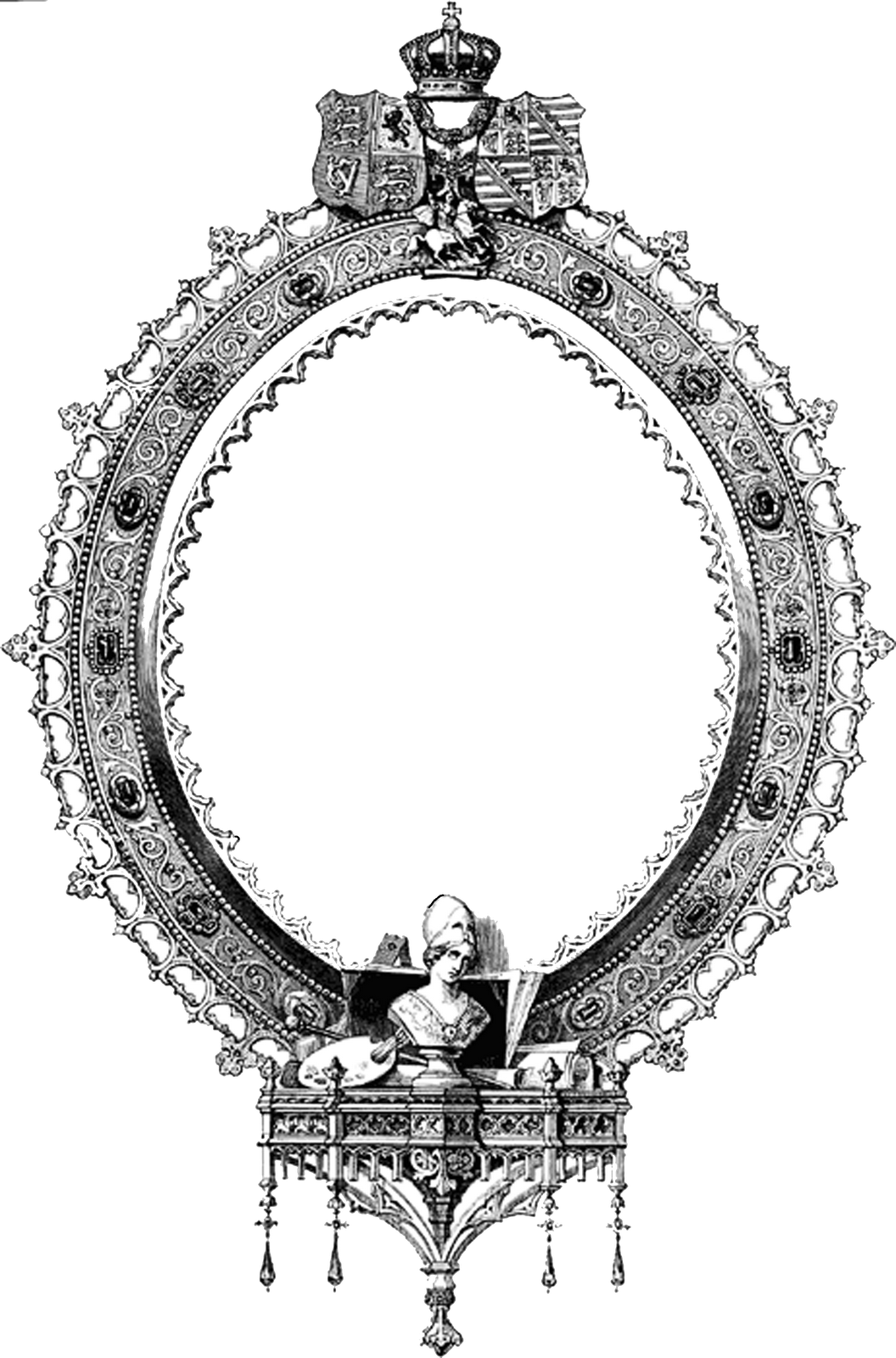 Ornate Oval Frame Vintage Illustration