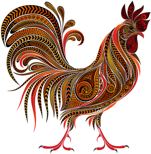 Ornate Paisley Rooster Artwork