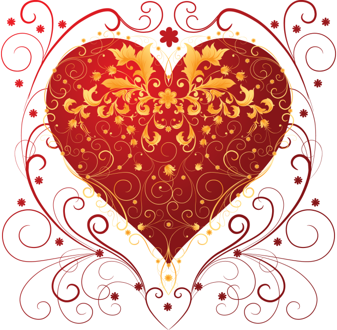 Ornate Red Gold Heart Design