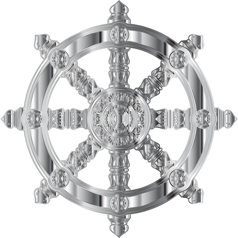 Ornate Silver Ship Wheel