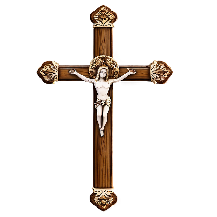 Ornate Wooden Cross Png 05252024